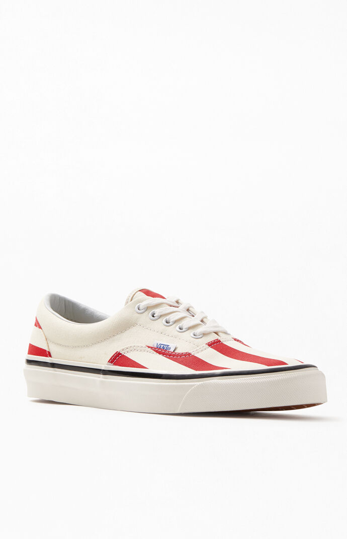 red and white striped vans