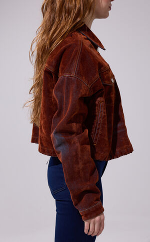 Sampson Burnt Orange Velvet Denim Jacket image number 3