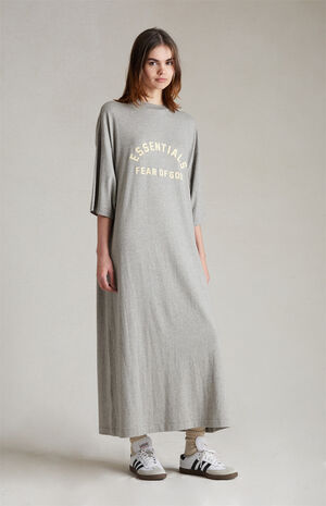 Women's Dark Heather Oatmeal 3/4 Sleeve T-Shirt Dress image number 5