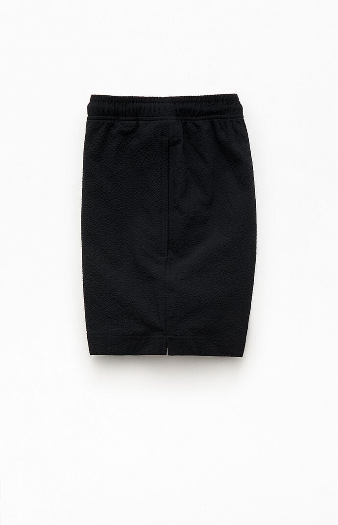 Pacsun Solid Black Seersucker 4.5" Swim Trunks
