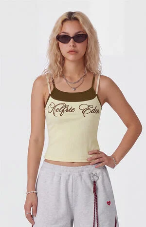 Contrast Layered Cross Logo Halter Top image number 1
