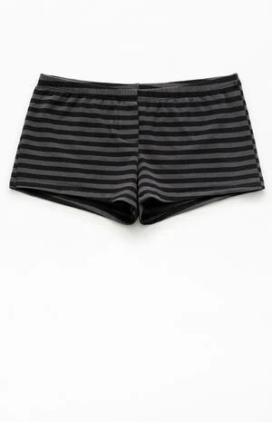 Dark Gray Striped Boxer Boyshorts image number 1