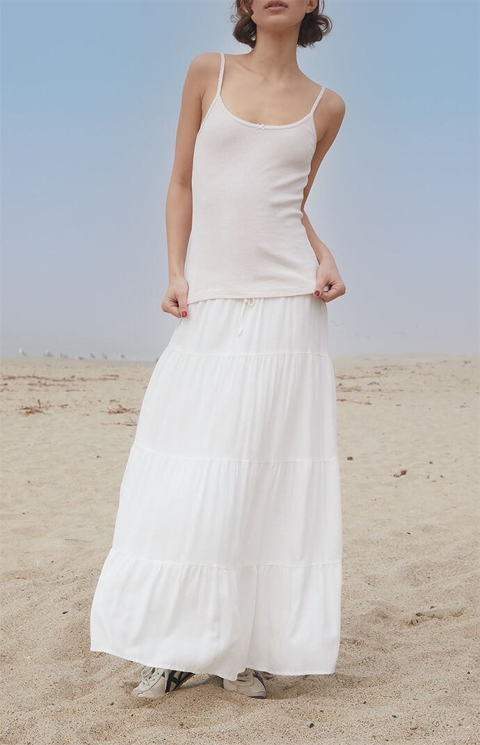 John Galt Pink & White Striped Bow Skylar Tank Top | Pacsun