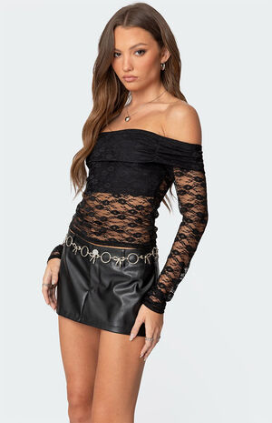 Elysia Fold Over Sheer Lace Top image number 3