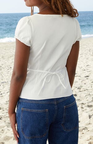 White Puff Sleeve Top image number 3