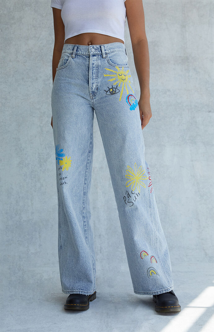 pacsun light blue dad distressed jeans