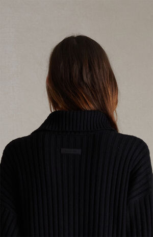 Women's Jet Black Full Zip Cardigan image number 4