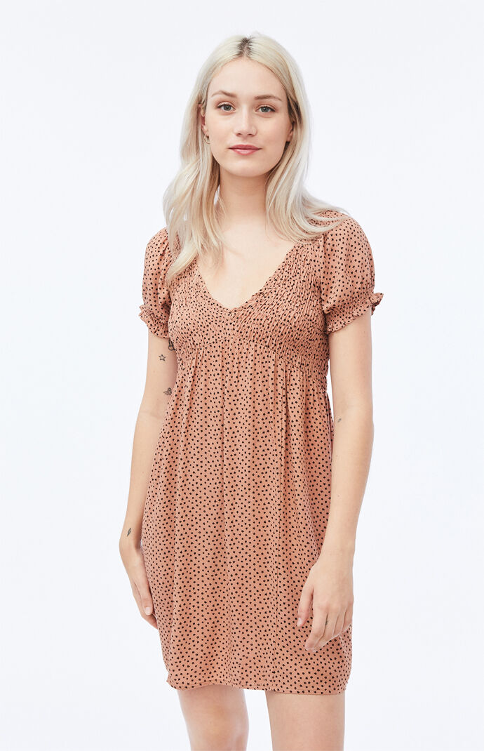 V-Neck Smocked Babydoll Dress