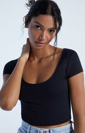 Hazel Scoop Neck Cropped T-Shirt image number 2