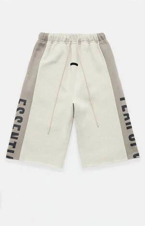 Vanilla Paneled Raw Cutoff Sweat Shorts image number 1