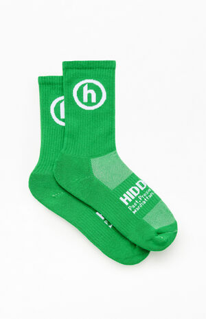 Green & White Classic Crew Socks image number 2