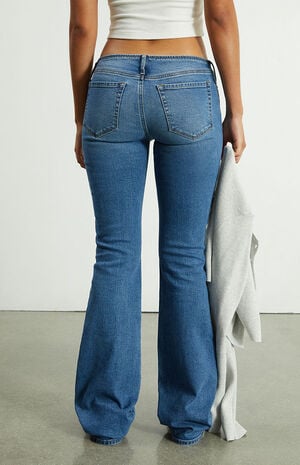 PacSun Medium Blue Lace-Up No Waistband Low Rise Bootcut Jeans | PacSun