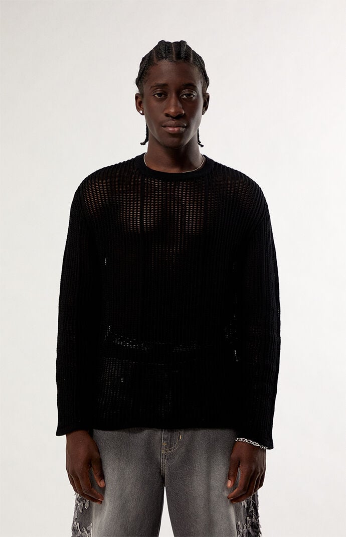 Pacsun Sunset Open Knit Crew Neck Sweater