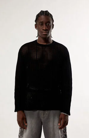Sunset Open Knit Crew Neck Sweater image number 1