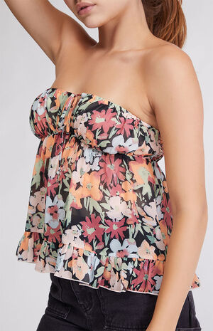 Strapless Chiffon Babydoll Top image number 2