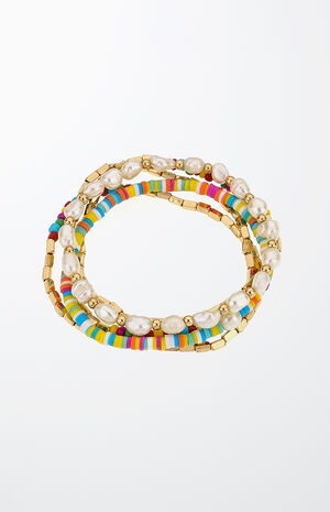 Peal & Rainbow Beaded Bracelet Set image number 1
