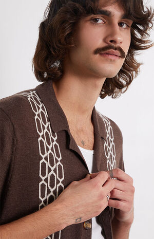 Brown Jacquard Knit Shirt image number 2
