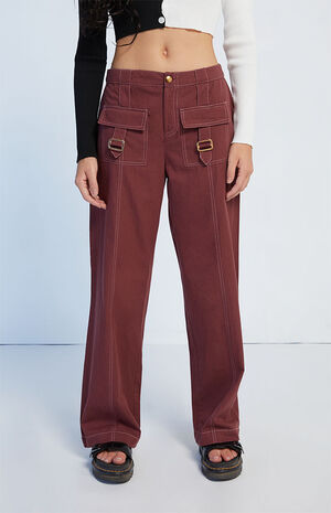 Brown Contrast Stitch Trousers image number 2
