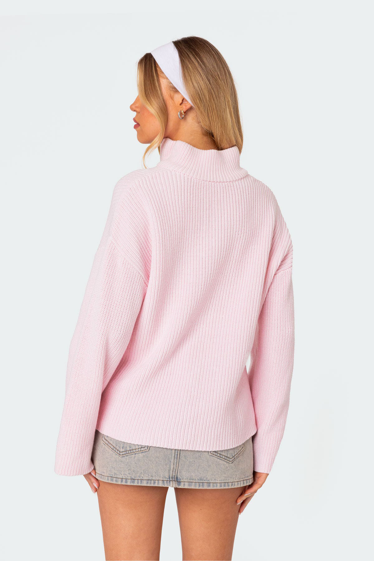 Edikted Amour High Neck Oversized Zip Sweater