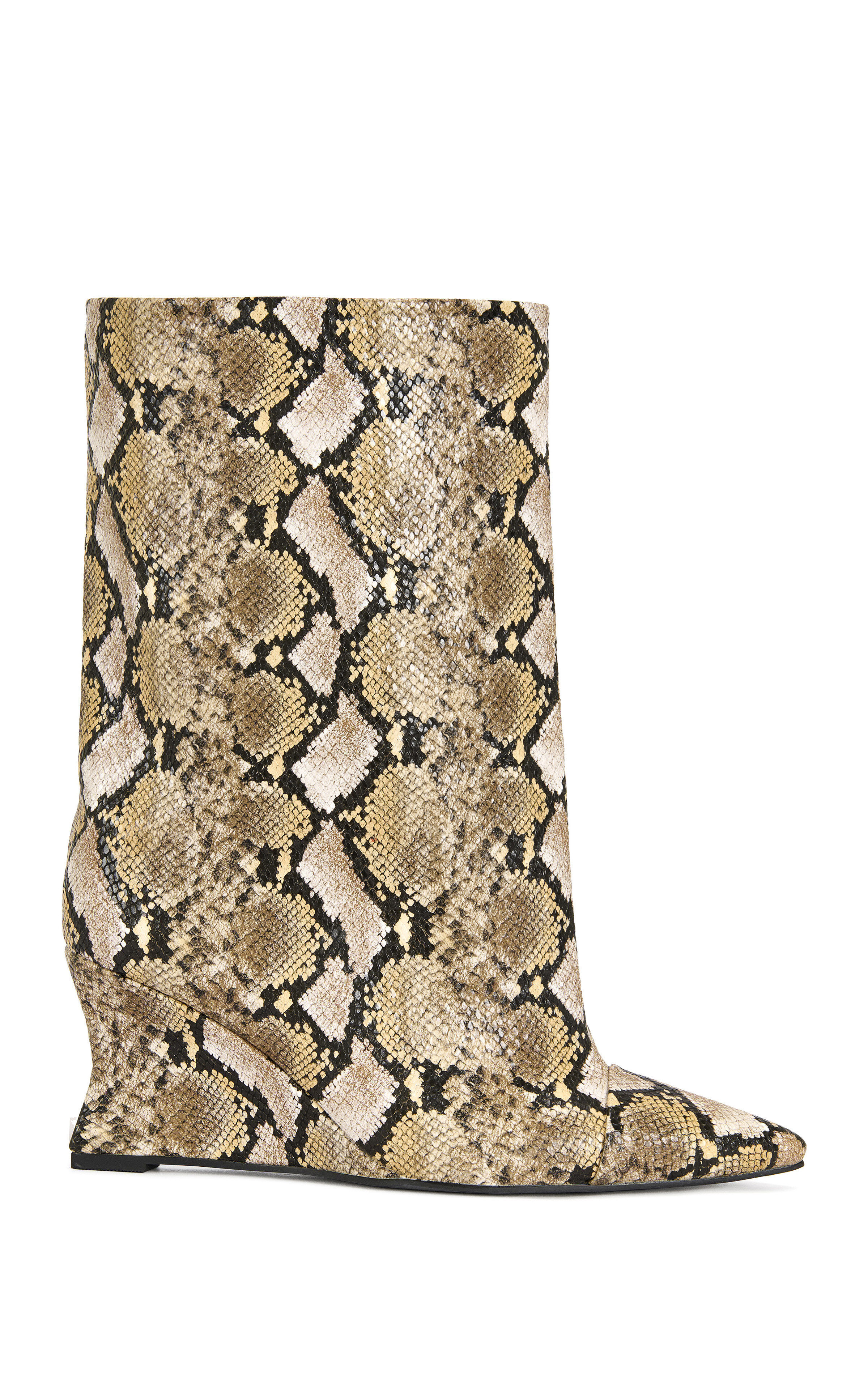 AZALEA WANG Women's Vinci Snake Wedge Booties