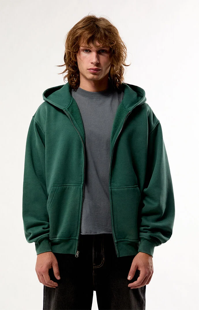 Pacsun Green Snow Wash Full Zip Hoodie