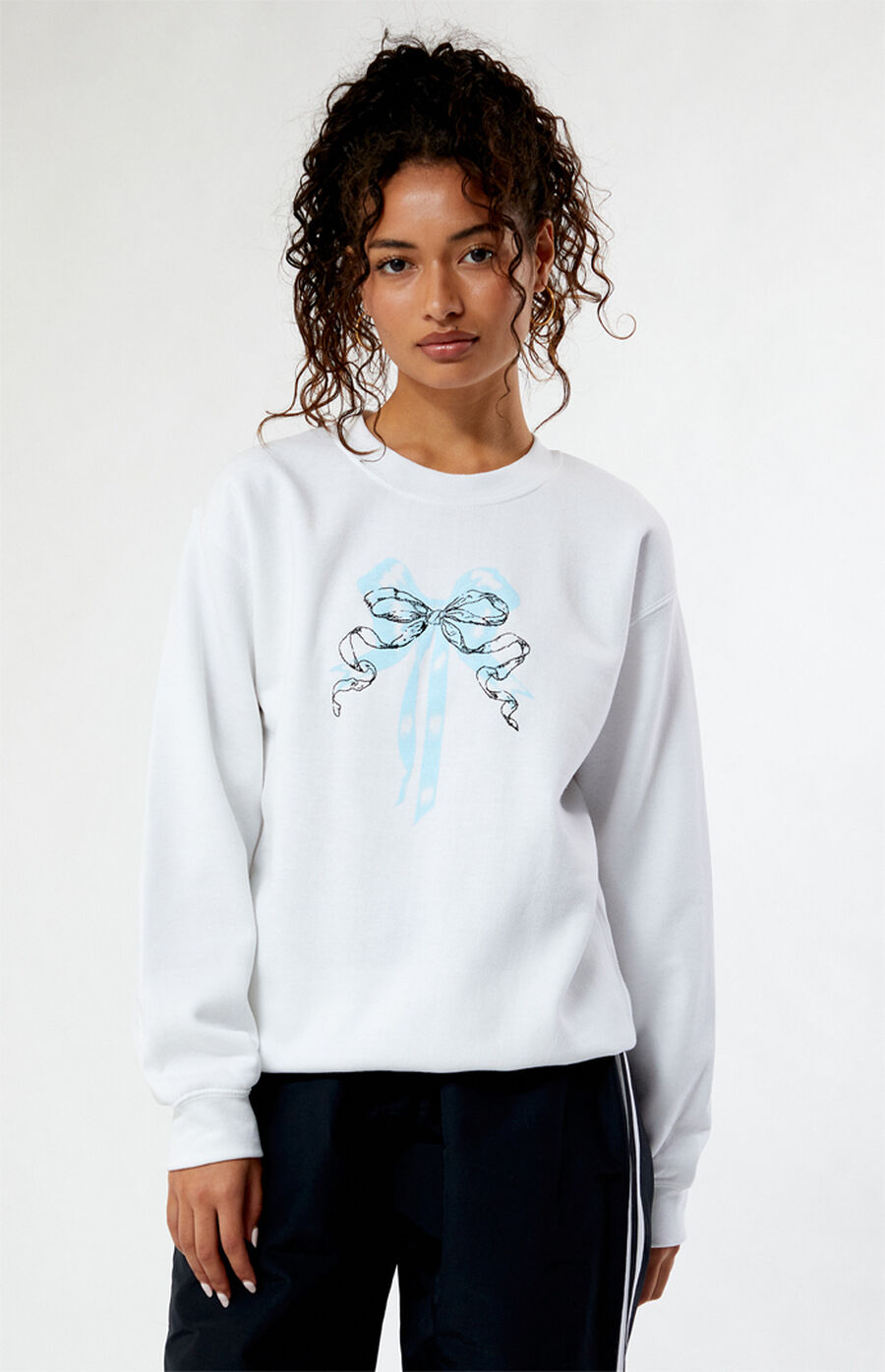 PS / LA Double Bow Embroidered Crew Neck Sweatshirt | PacSun