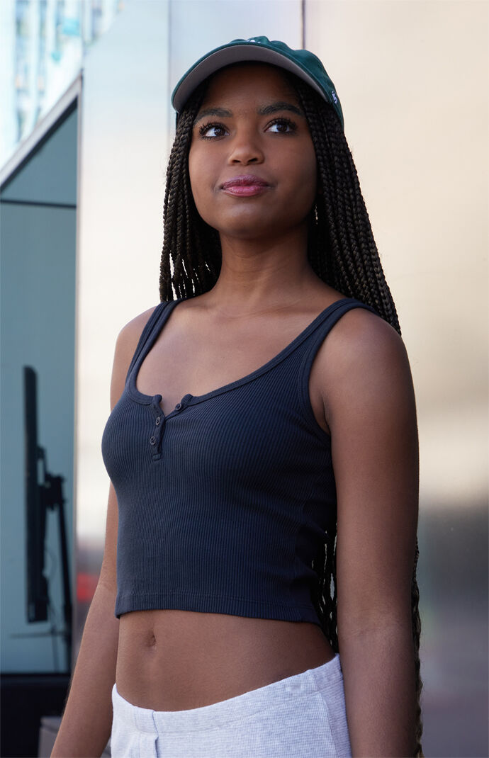 John Galt Black Dalis Cropped Tank Top | PacSun