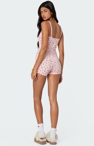 Strawberry Girl Printed Romper image number 5