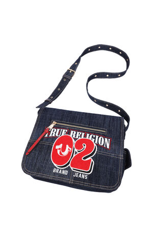 Varsity Logo Dark Denim Messenger Bag image number 9