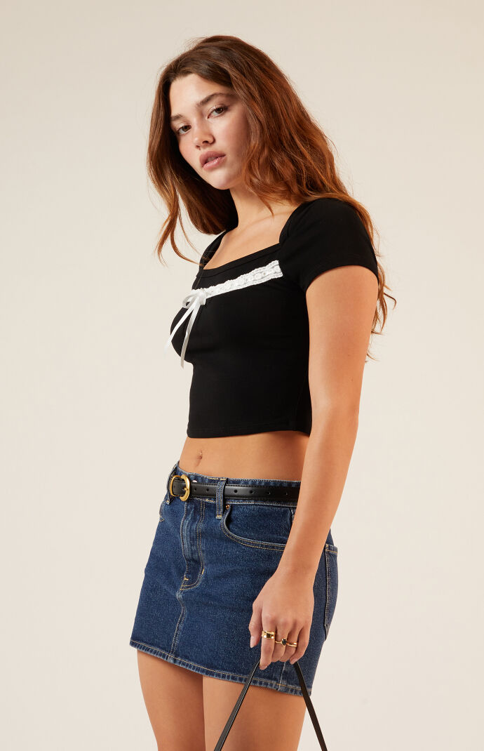 Est. PAC 1980 Sabrina Tie Front Square Neck Top | PacSun