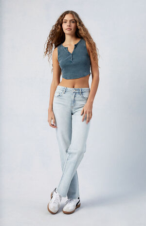 Stretch Light Indigo Millie Mid Rise '90s Boyfriend Jeans image number 2