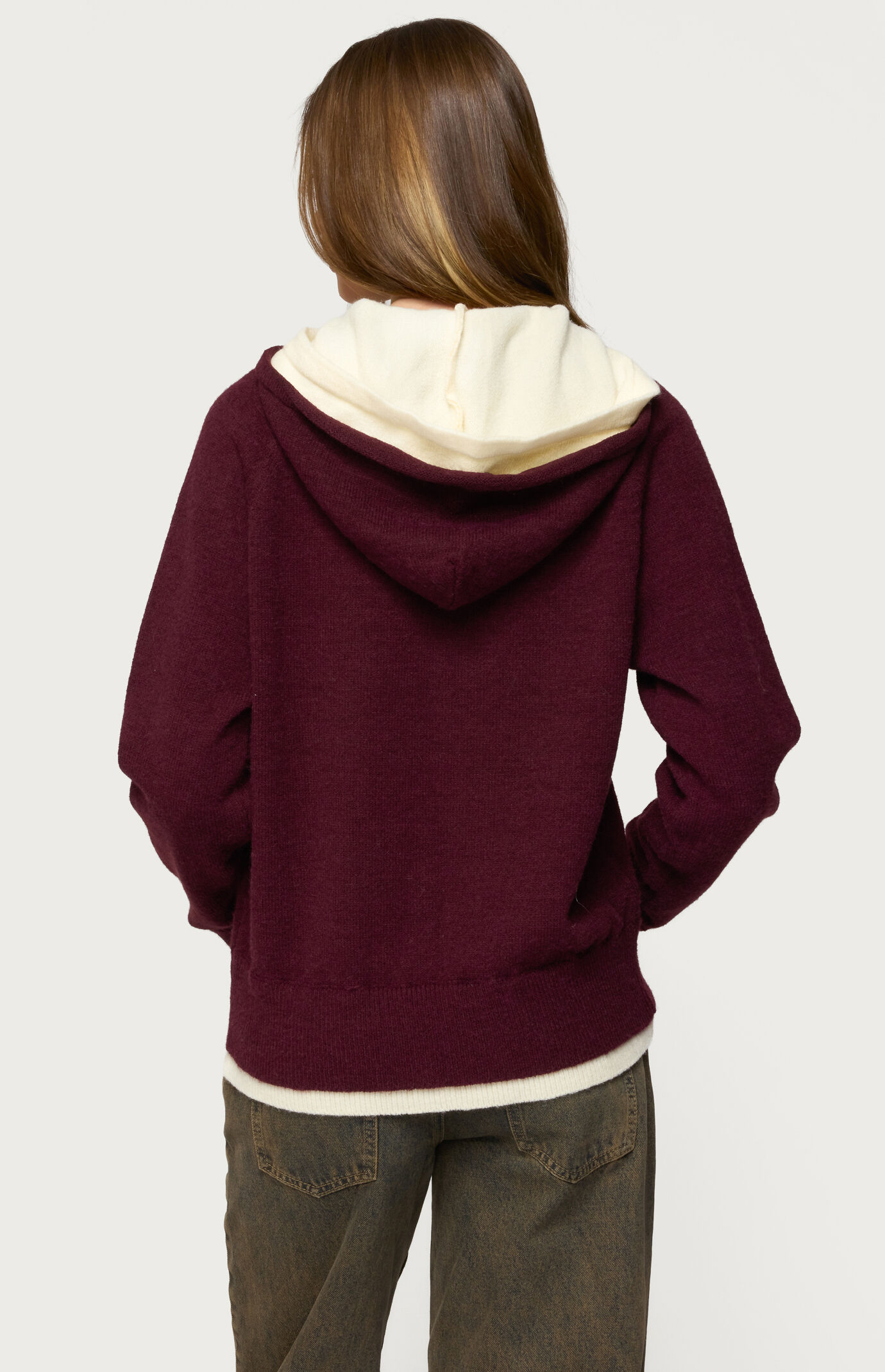 Edikted Varsity Contrast Layered Knit Hoodie