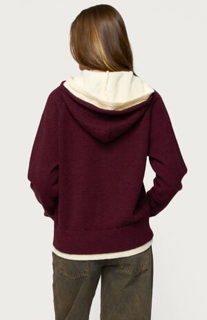Edikted Varsity Contrast Layered Knit Hoodie image number 3
