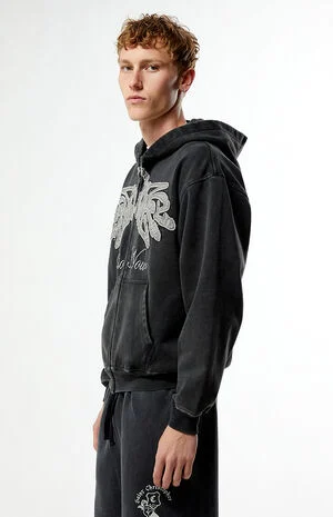 Riot Now Raw Applique Full Zip Hoodie image number 4