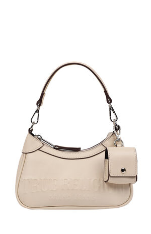 Cream Trapunto Logo Zip Top Hobo Bag image number 3