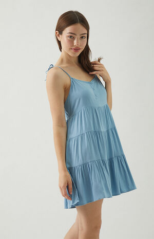 Button Front Tiered Mini Dress image number 2