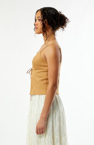 Liz Twill Lace-Up Tank Top image number 4