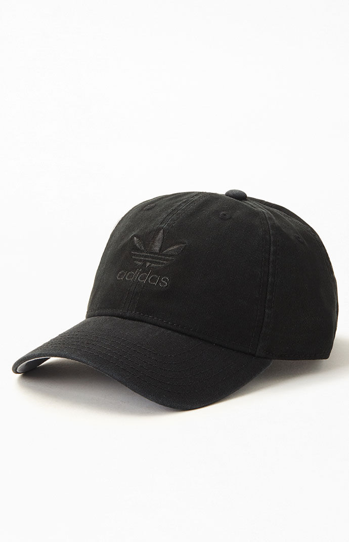 All black strapback hat top
