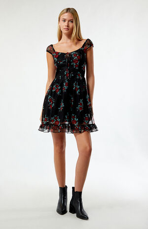 Floral Mesh Mini Dress image number 1