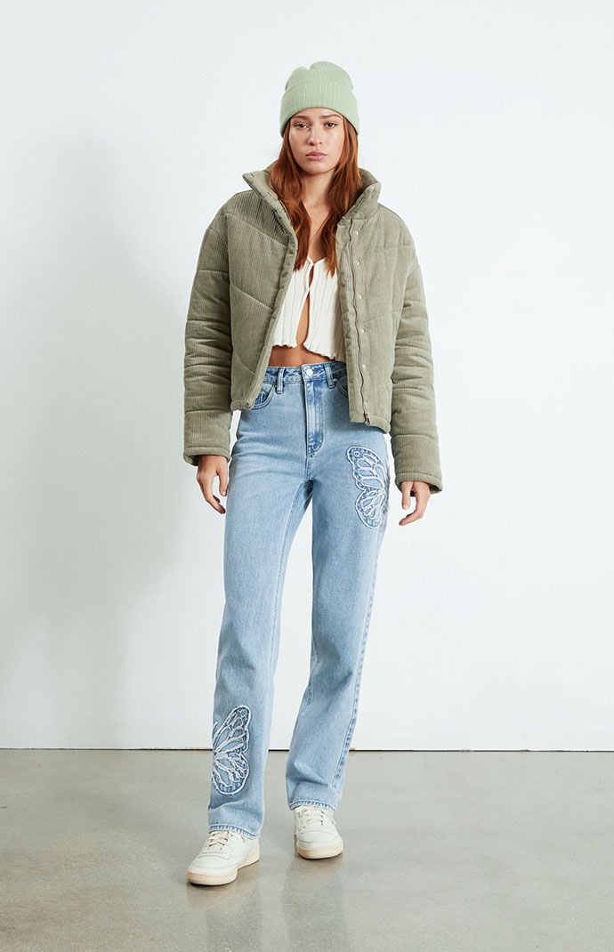 Pacsun 90s color store block denim jacket