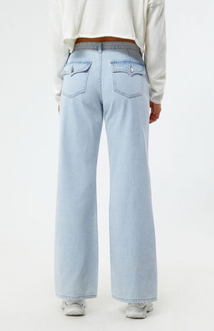 Light Indigo Low Rise Wide Leg Jeans image number 4
