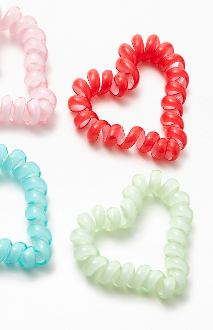 4 Pack Heart Coil Hair Ties