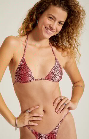Pink Leopard Summer Ring Triangle Bikini Top image number 5