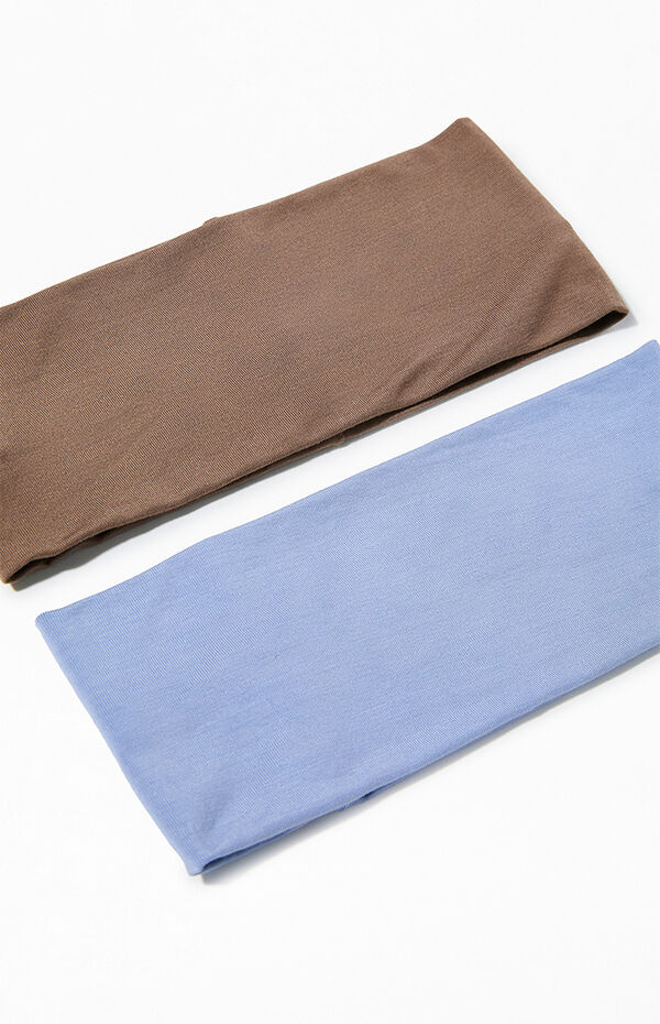 LA Hearts 2 Pack Brown & Blue Soft Basic Headbands