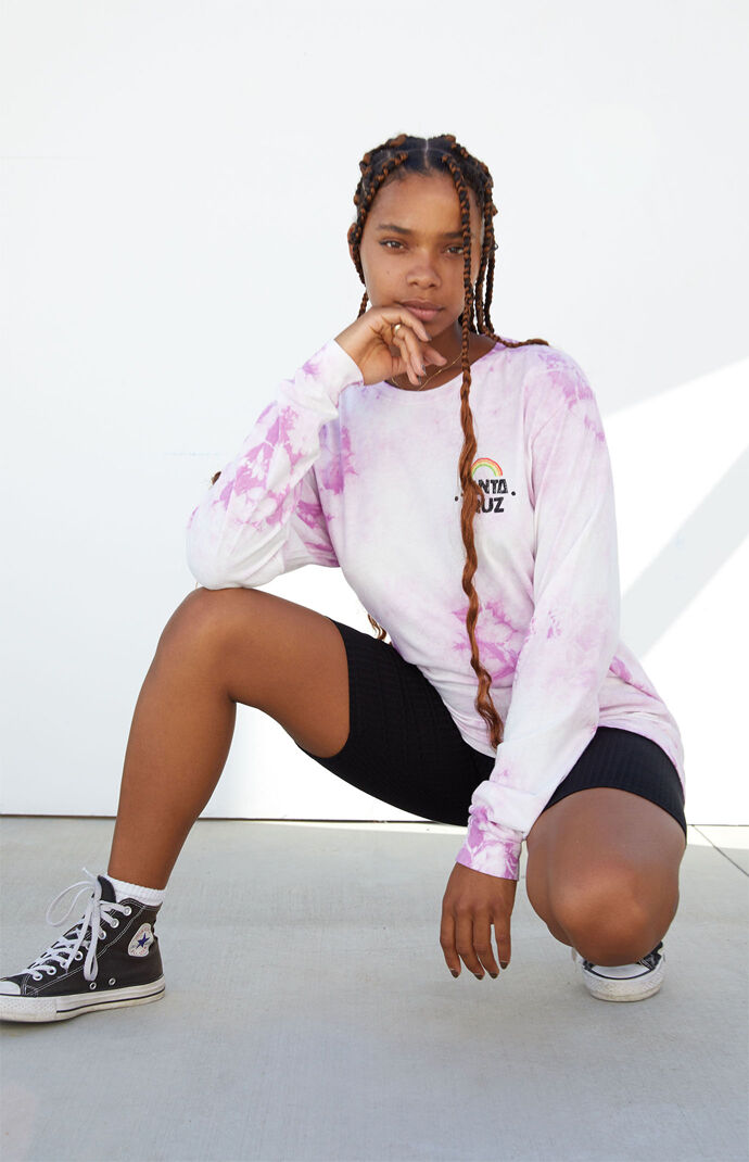 Tie-Dyed Hand Mural Long Sleeve Boyfriend T-Shirt