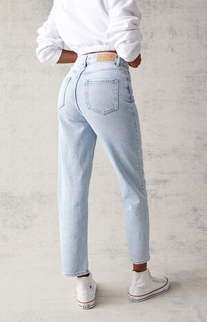 Eco Light Blue High Waisted Straight Leg Jeans image number 4