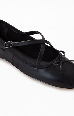Women's Black Zuri Strap Ballet Flats image number 6