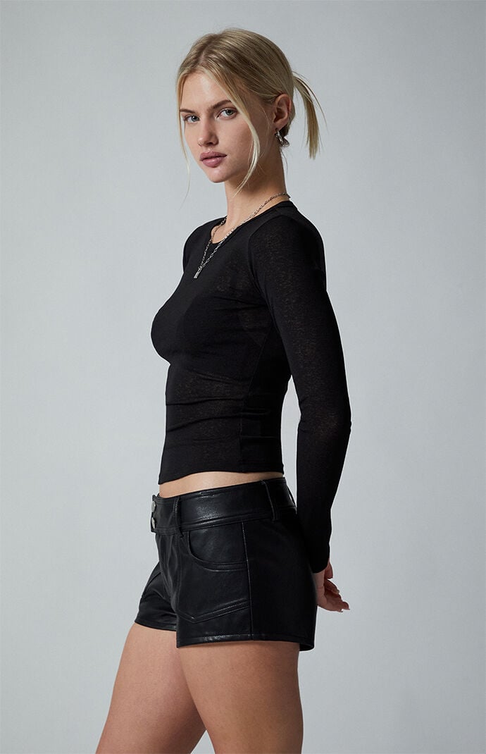 Third Charm Faux Leather Low Rise Shorts