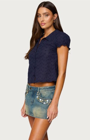 Lanie Eyelet Tailored Button Up Shirt image number 2