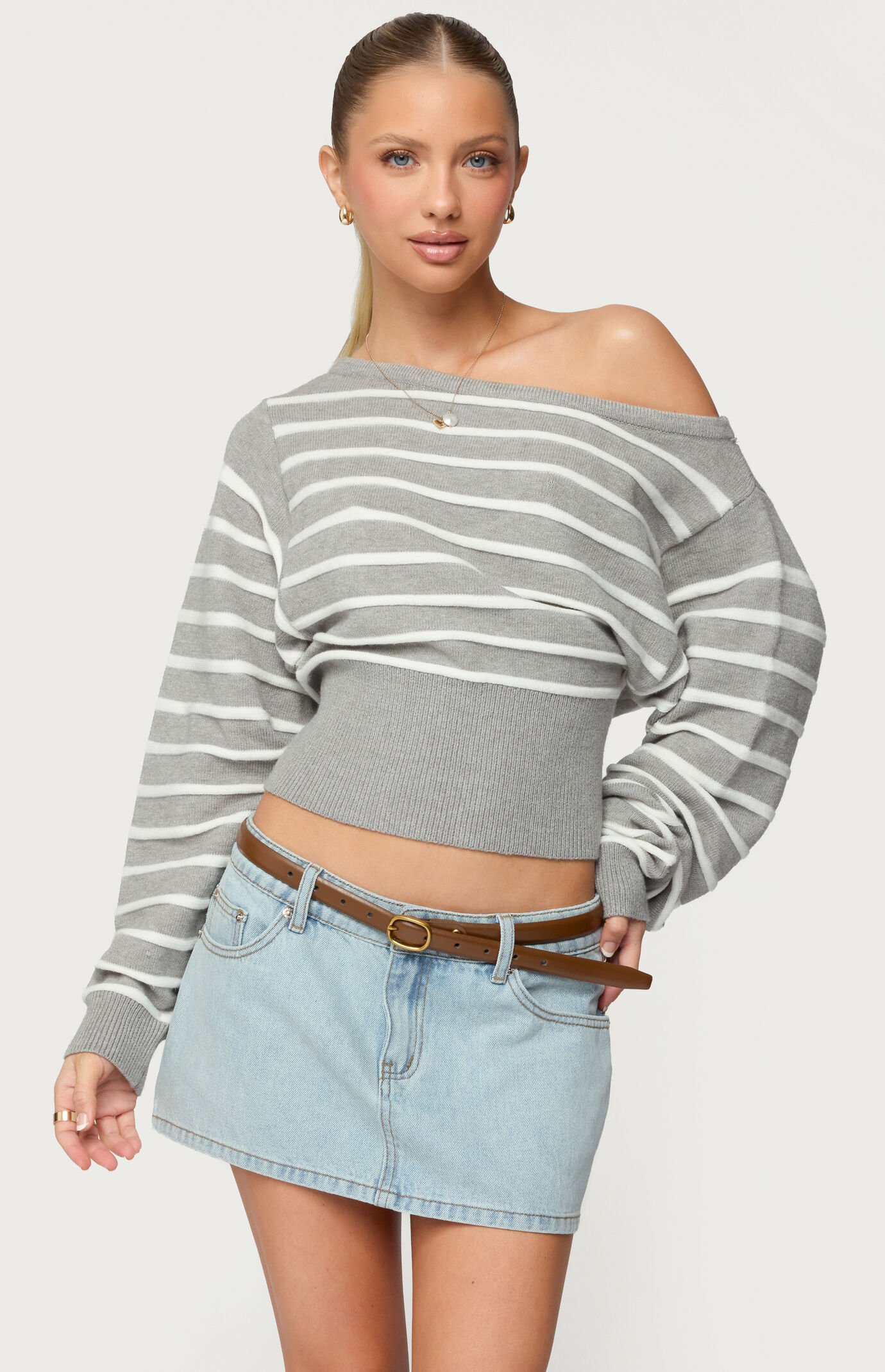 Edikted Mika Off Shoulder Oversized Sweater